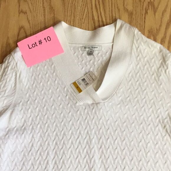 NWT White sweater with a basket weave design in size 3 XL any STUDIO WORKS - Picture 7 of 13